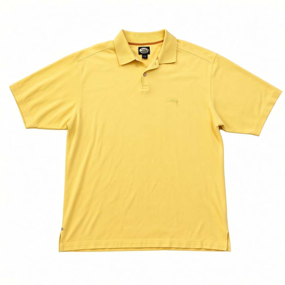 Tommy Bahama 100% Cotton Yellow Marlin Golf Casual Polo Shirt Large